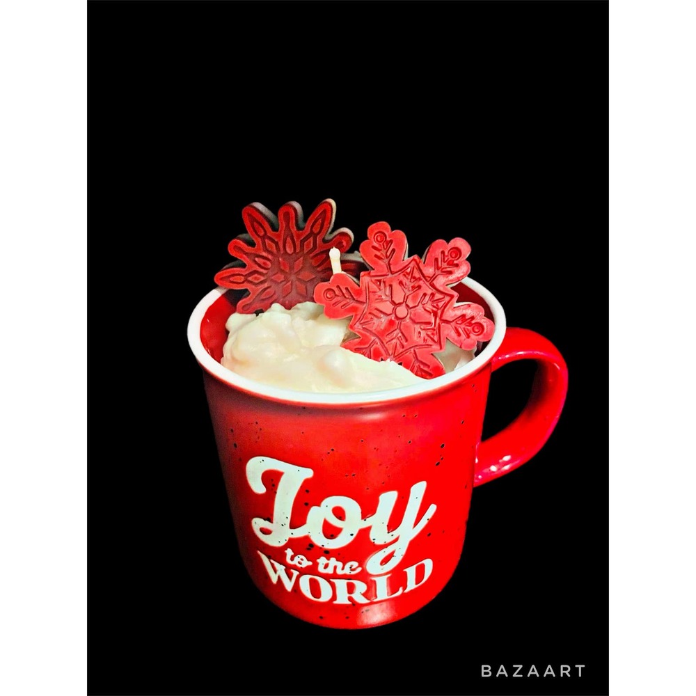 Christmas Snowflake "Joy to the World" Coffee Mug Candle